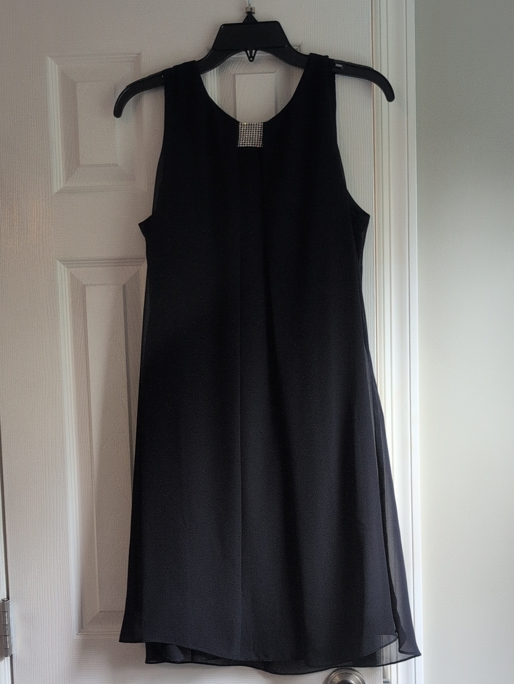 MSK Navy blue Sleeveless Shift Dress with Rhinestone Accent